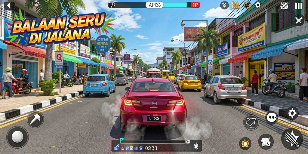 Tampilan gameplay balapan seru di API33.