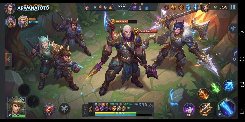 Gameplay seru ARWANATOTO yang penuh aksi MOBA.