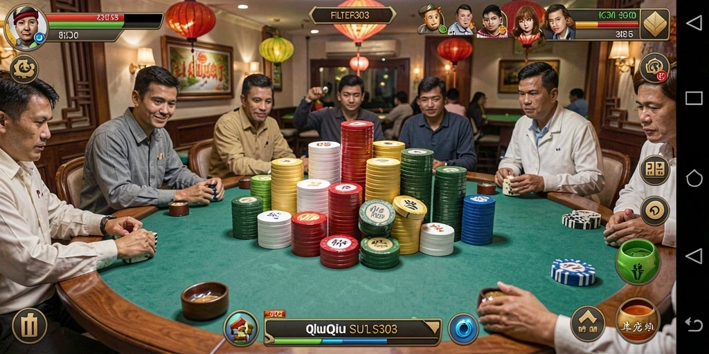 Tangkapan layar gameplay QiuQiu yang penuh aksi dan strategi.