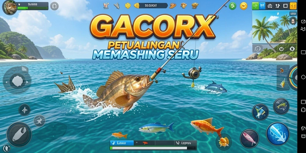 Screenshot GACORX menunjukkan aksi memancing yang mendebarkan di laut.