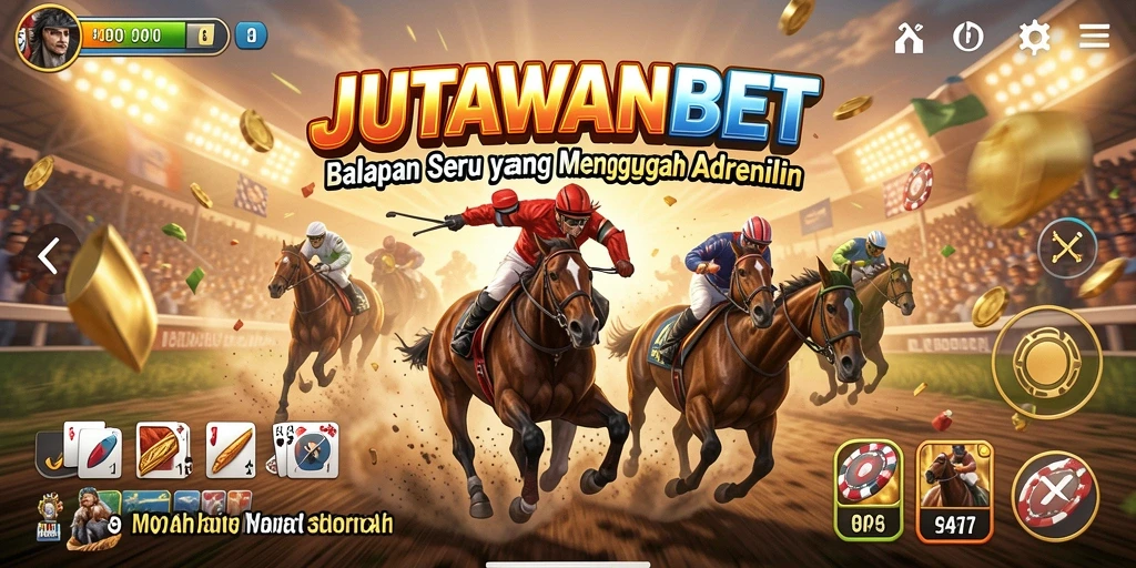 Tampilan aksi balapan menegangkan di JUTAWANBET yang seru.