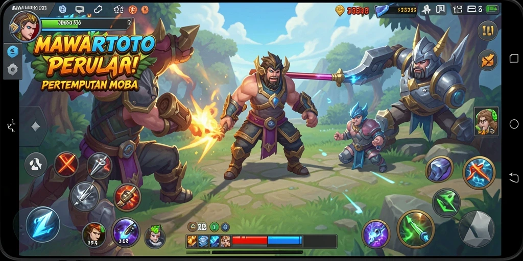 Tampilan aksi seru dalam gameplay MOBA MAWARTOTO.