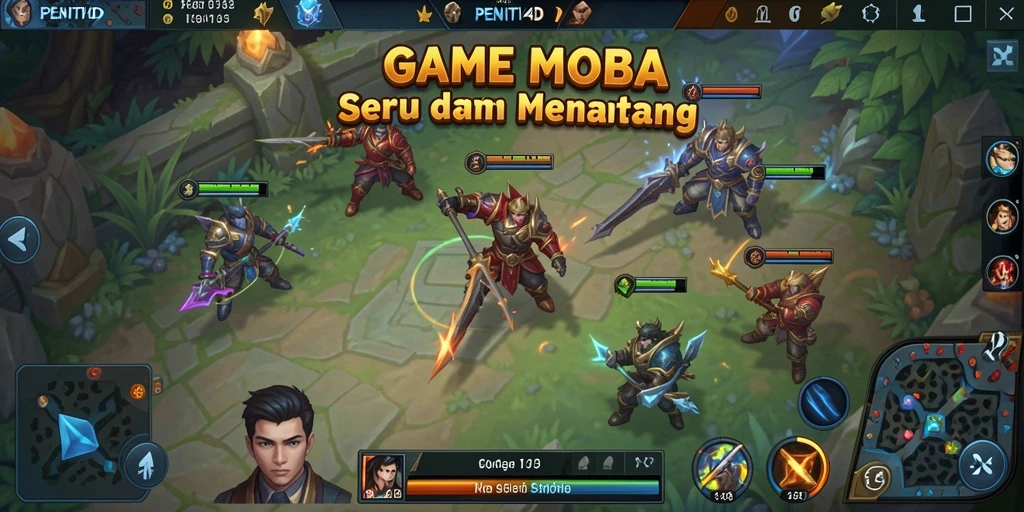 Tampilan gameplay seru dalam PENITI4D dengan aksi MOBA yang mendebarkan.