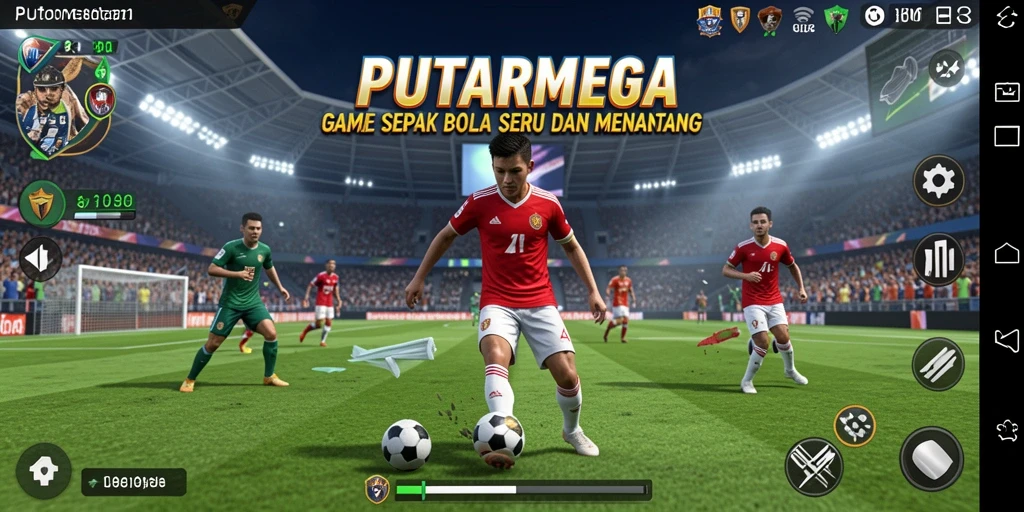 Tampilan gameplay seru dalam PUTARMEGA yang menampilkan aksi di lapangan.