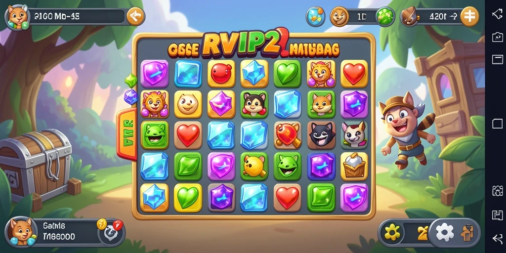 Tampilan gameplay RVIP2 Match-3 yang menarik dan penuh warna.