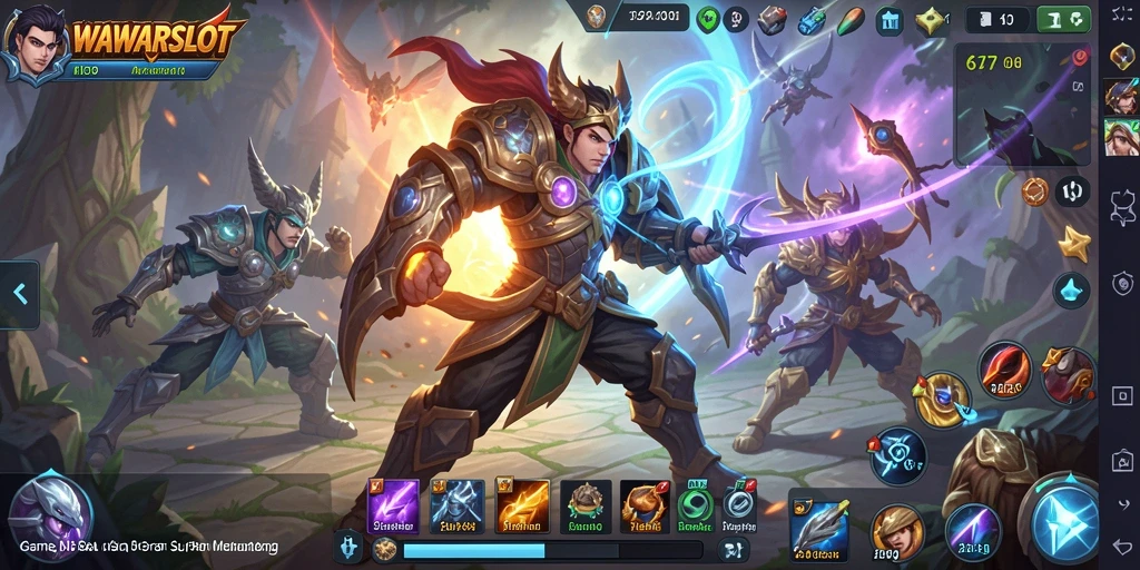 Tampilan gameplay seru dari WAWARSLOT dalam pertarungan MOBA.
